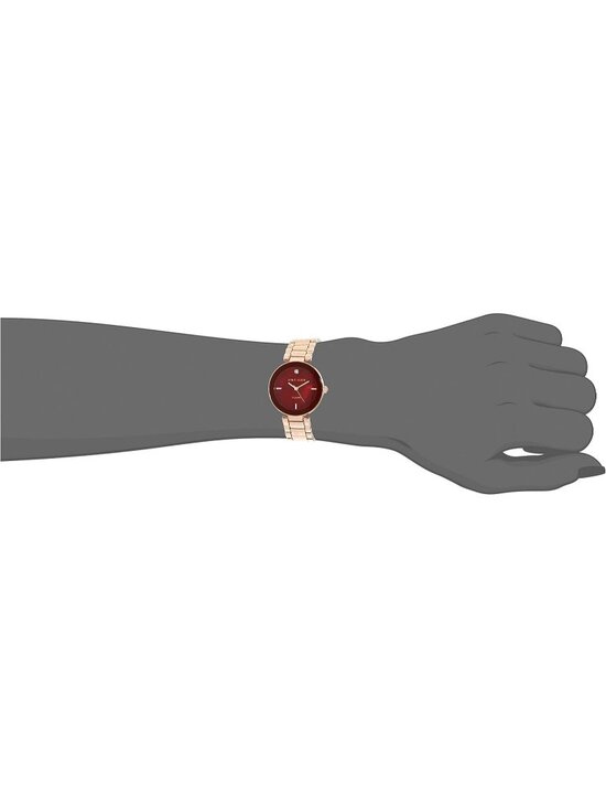 Anne Klein Women\'s Rose Gold Burgundy Analog Genuine Diamond Dial Bracelet Watch main image 6